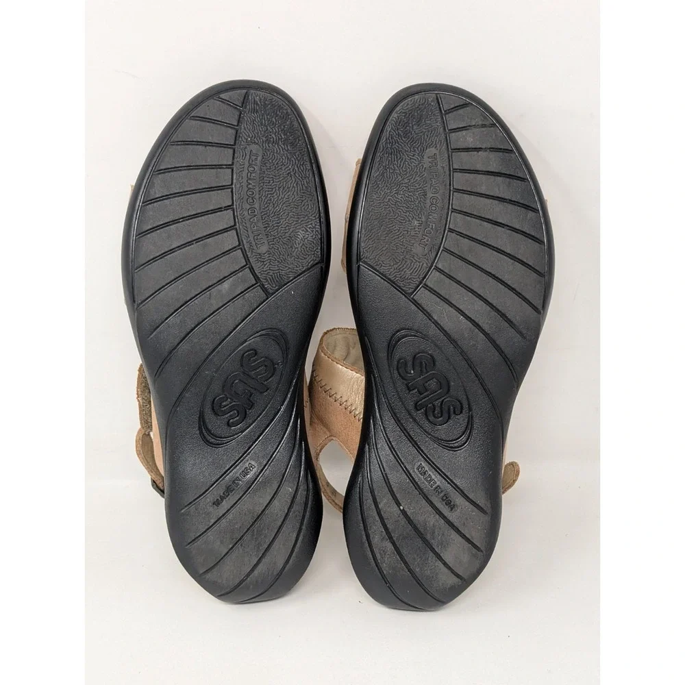 SAS Nudu Strappy Leather Slingback Comfort Sandals Womens Shoes Size 8 M Beige